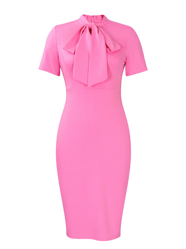 Short Sleeve Tie Up Bodycon Midi Dress