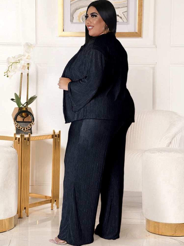 Plus Size Three Piece Cardigan Pant Suits