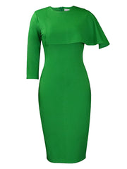 Half Sleeve Asymmetrical Bodycon Midi Dresses