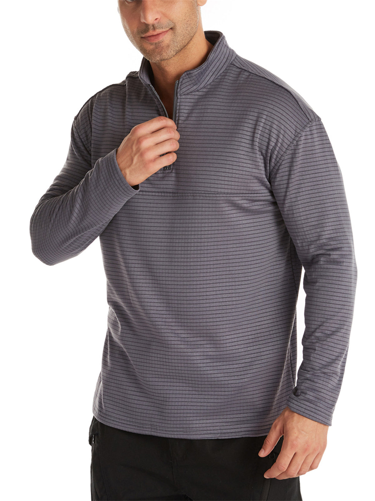 Mens Long Sleeve Zip Pullovers