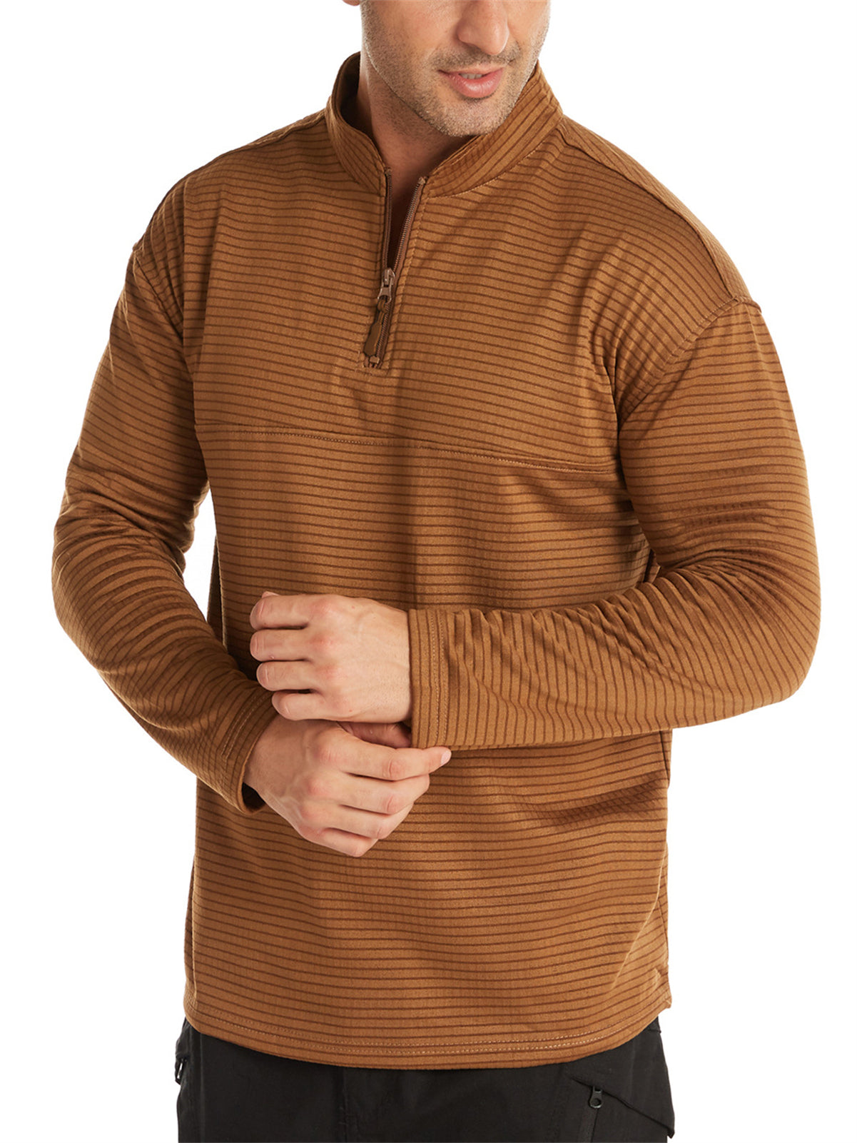 Mens Long Sleeve Zip Pullovers