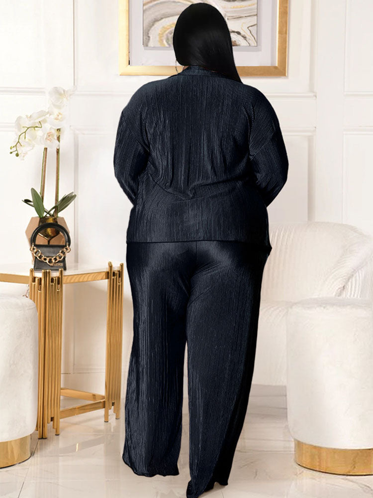 Plus Size Three Piece Cardigan Pant Suits