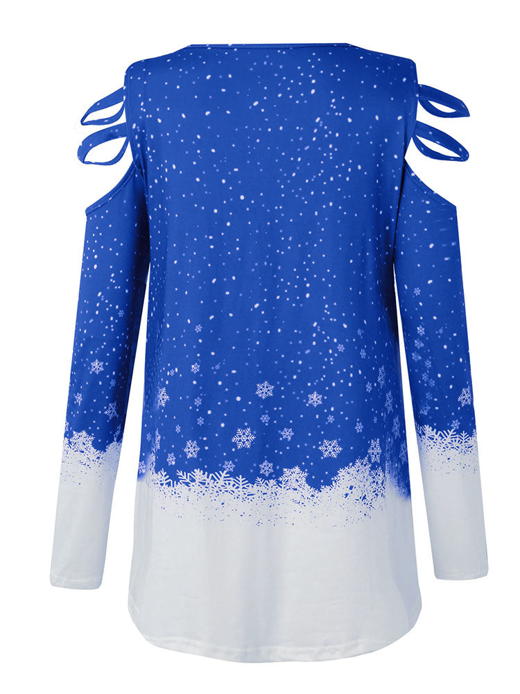 Christmas Plus Size Long Sleeves Elk Print Tops