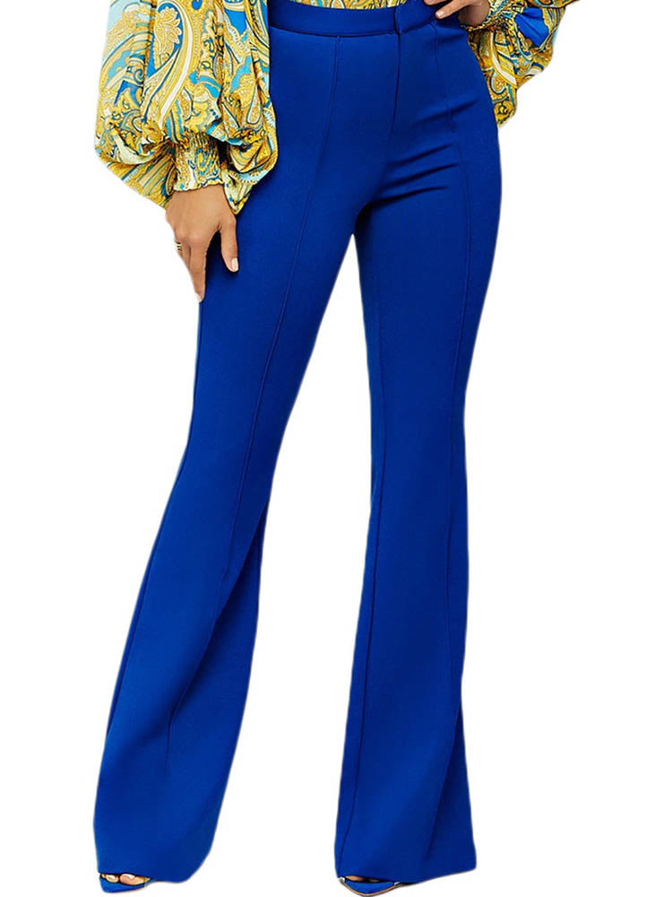 Front Zipper High Waist Bell Long Pants