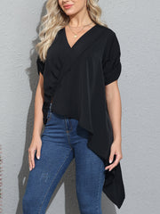 V Neck Casual High Low T-Shirts