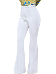 Front Zipper High Waist Bell Long Pants