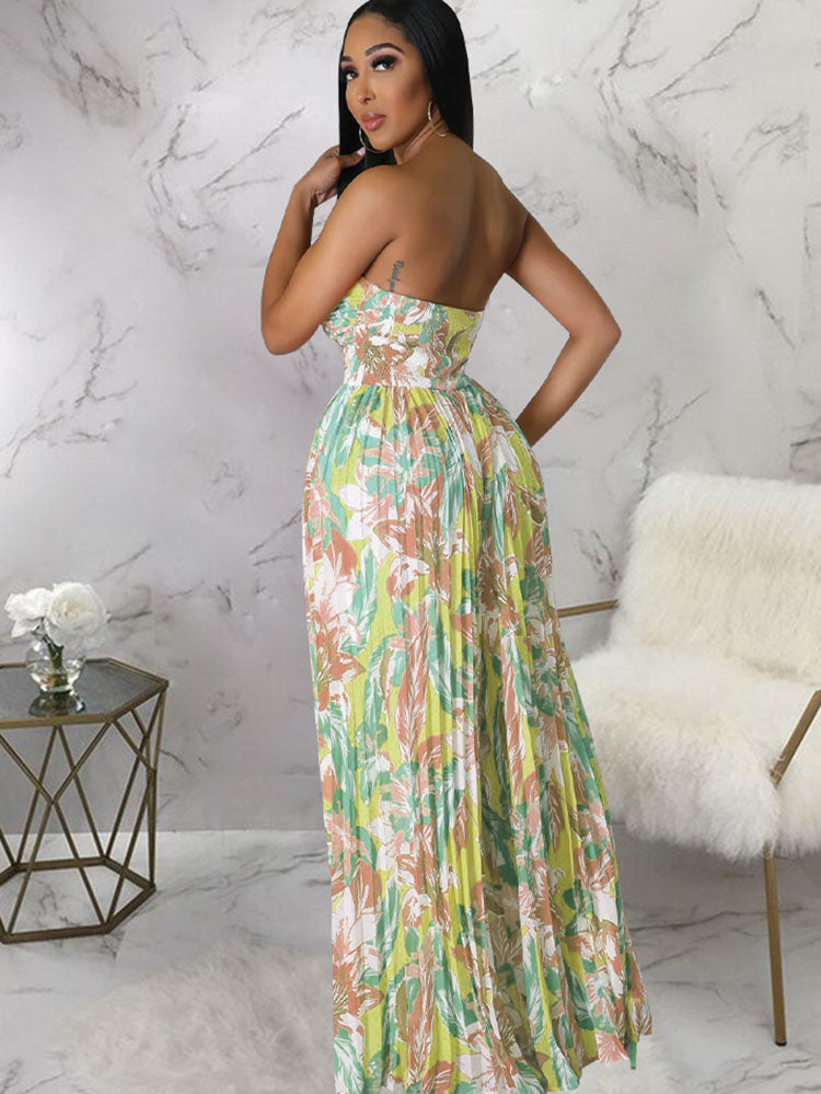 Sleeveless Backless Floral Wide Leg Jumpsuit