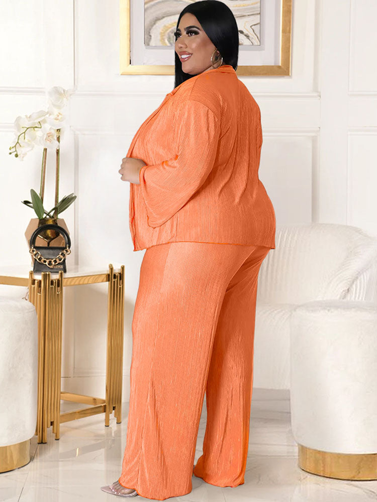 Plus Size Three Piece Cardigan Pant Suits