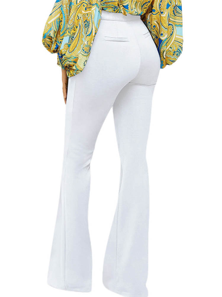 Front Zipper High Waist Bell Long Pants