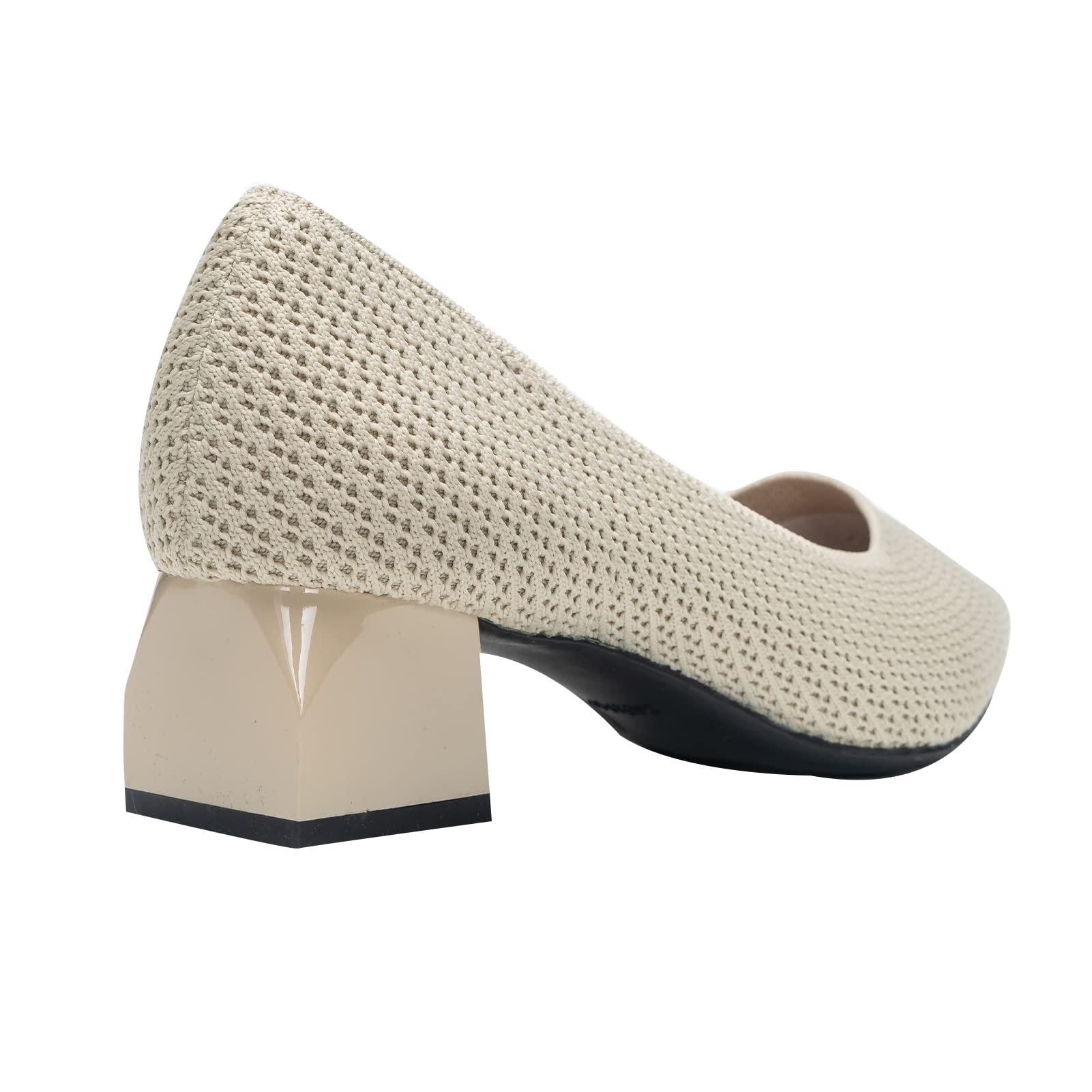 Knit Pointed Toe Chunky Low Heel Shoes