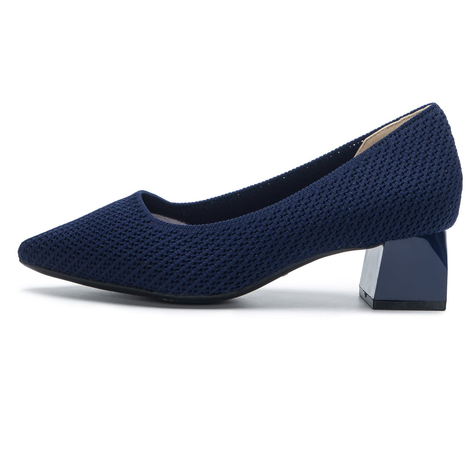 Knit Pointed Toe Chunky Low Heel Shoes