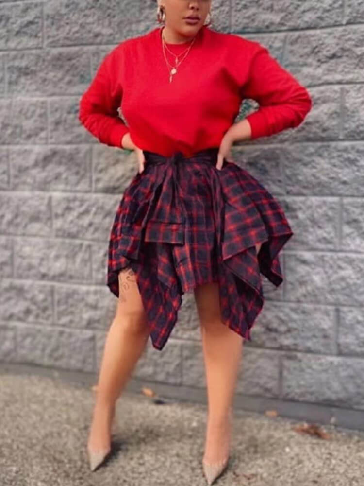 Casual Plaid Pleated Mini Skirt