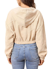 Corduroy Long Sleeve Crop Jackets