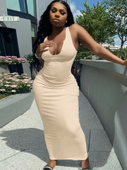 Scoop Neck Solid Color Tank Max Dresses