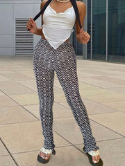 Stacked Ripple Pattern Leggings Long Pants