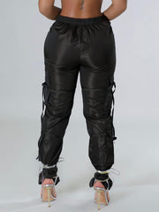 Low Waist Zipper Drawstring Long Pants