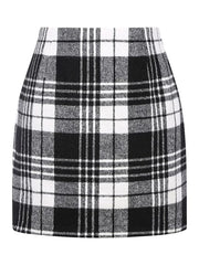 High Waist Plaid Print Midi Skirts