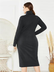 Plus Size Ribbed Pullover Knit Sweater Dresses