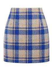 High Waist Plaid Print Midi Skirts