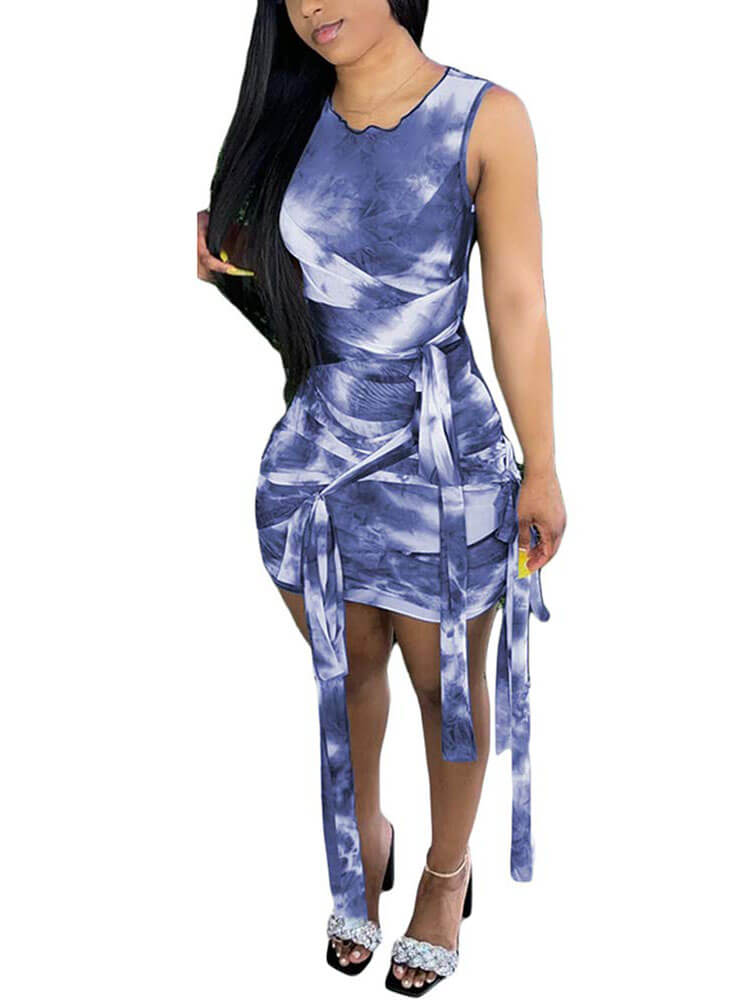 Sleeveless Tie Dyed Skinny Midi Dress