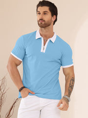 Mens Short Sleeve Henley Polo Shirts