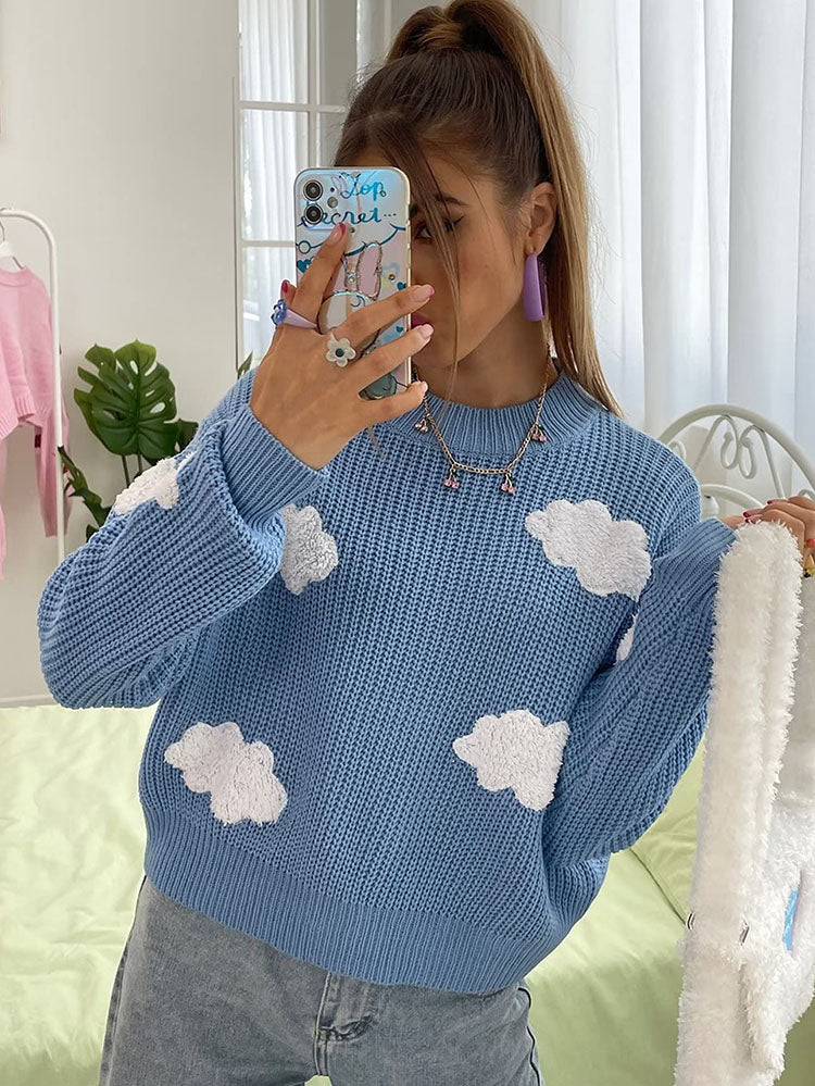 Long Sleeves Clouds Knitted Sweaters