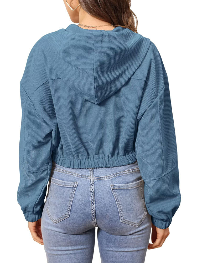 Corduroy Long Sleeve Crop Jackets