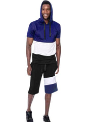 Mens Color Block Two Pieces Shorts Set