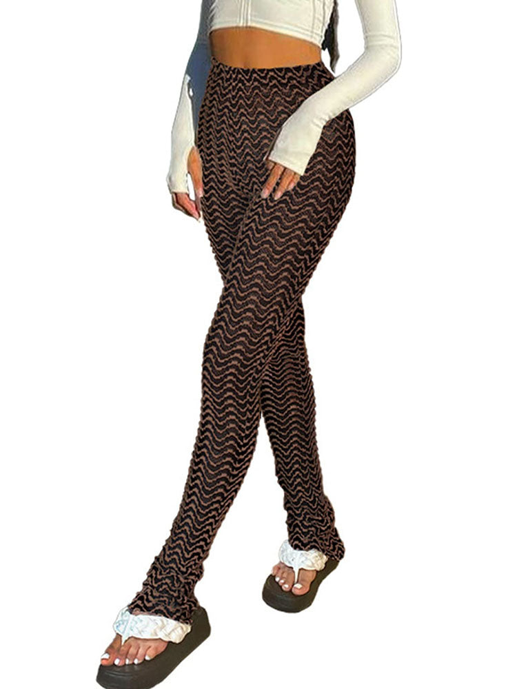 Stacked Ripple Pattern Leggings Long Pants