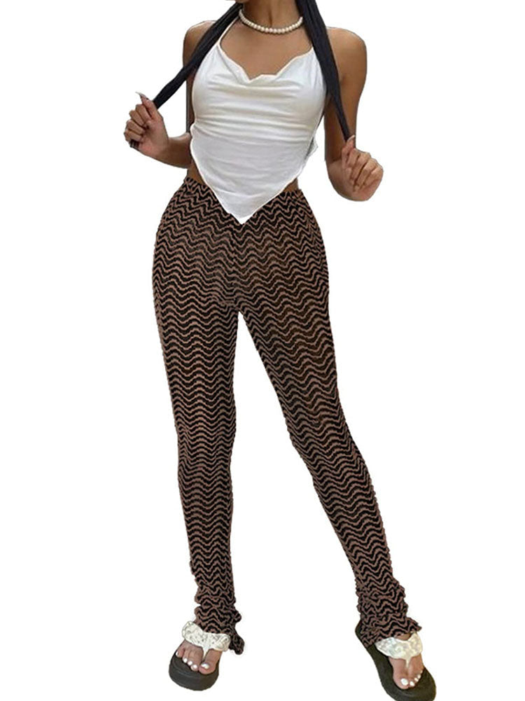 Stacked Ripple Pattern Leggings Long Pants