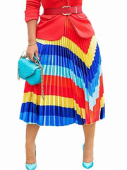 High Waist Striped Print Midi Skirt