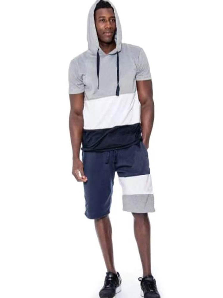 Mens Color Block Two Pieces Shorts Set