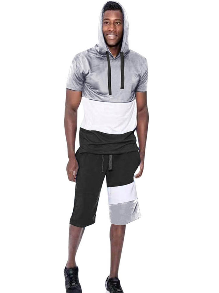 Mens Color Block Two Pieces Shorts Set