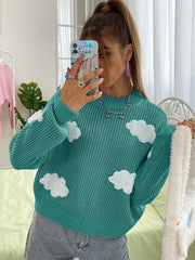 Long Sleeves Clouds Knitted Sweaters