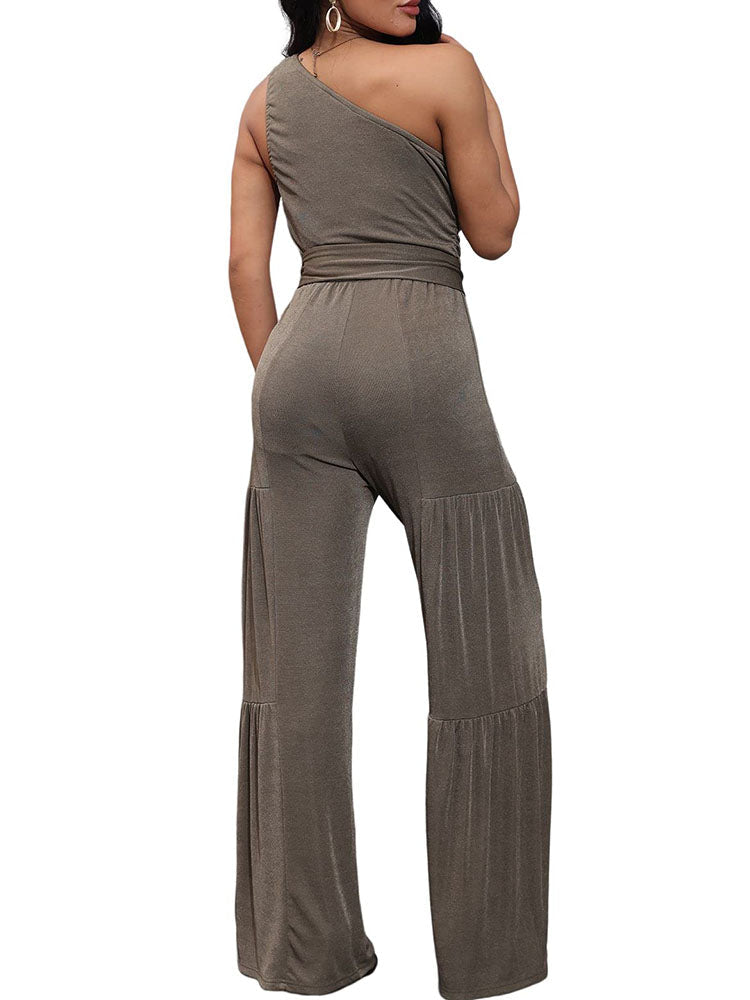 Side One Shoulder Belted Romper