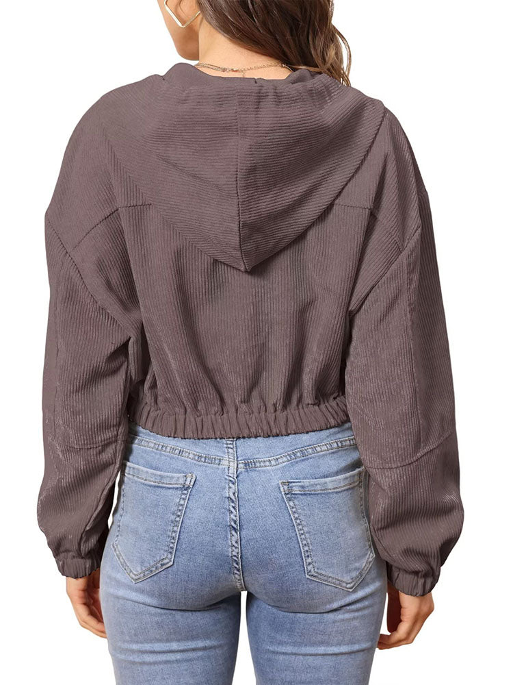 Corduroy Long Sleeve Crop Jackets