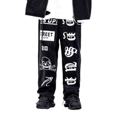 White printed baggy men's jeans