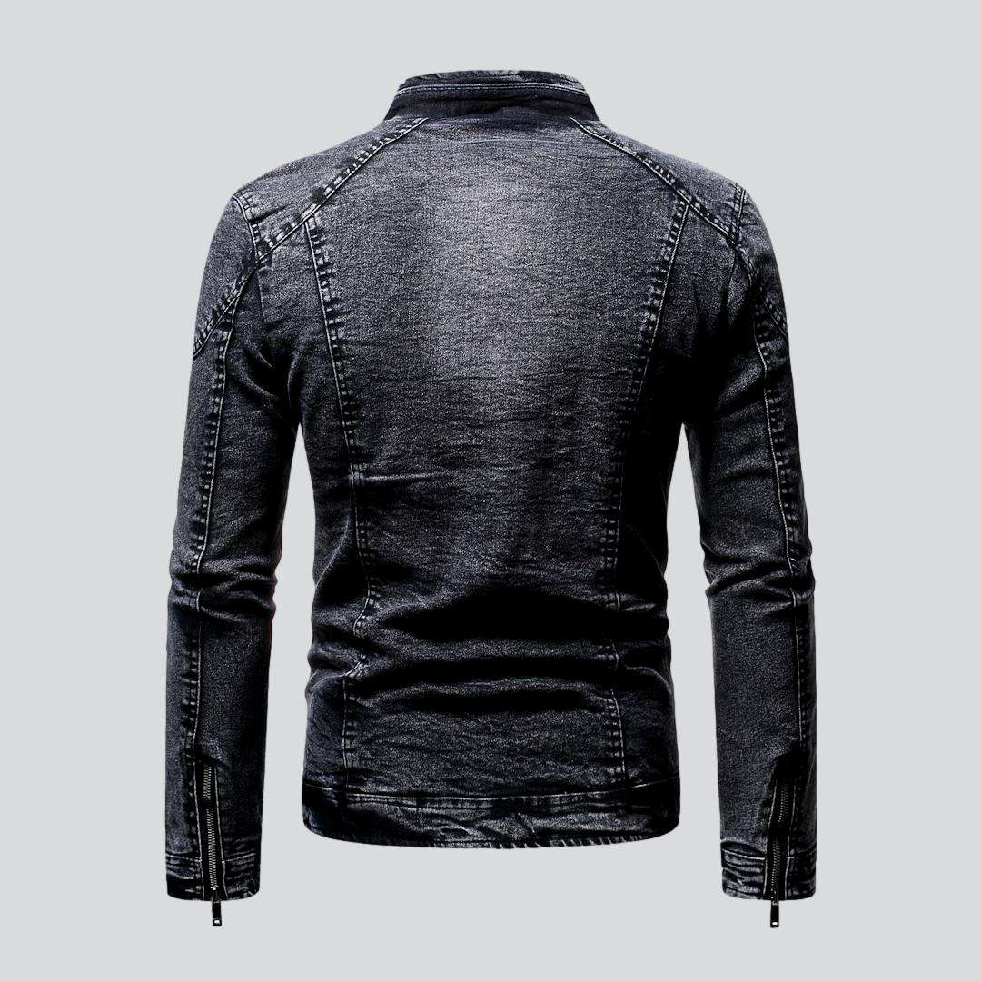 Winter men's moto denim jacket