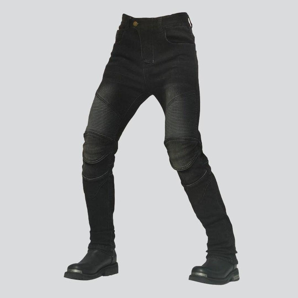 Winter men's biker jeans