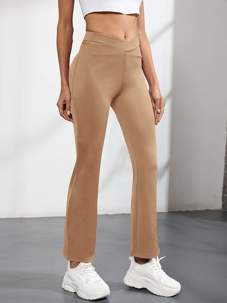 Elastic High Waist Long Pants