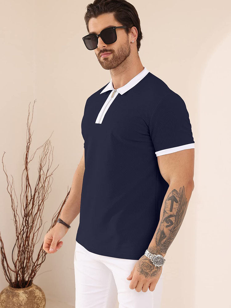 Mens Short Sleeve Henley Polo Shirts