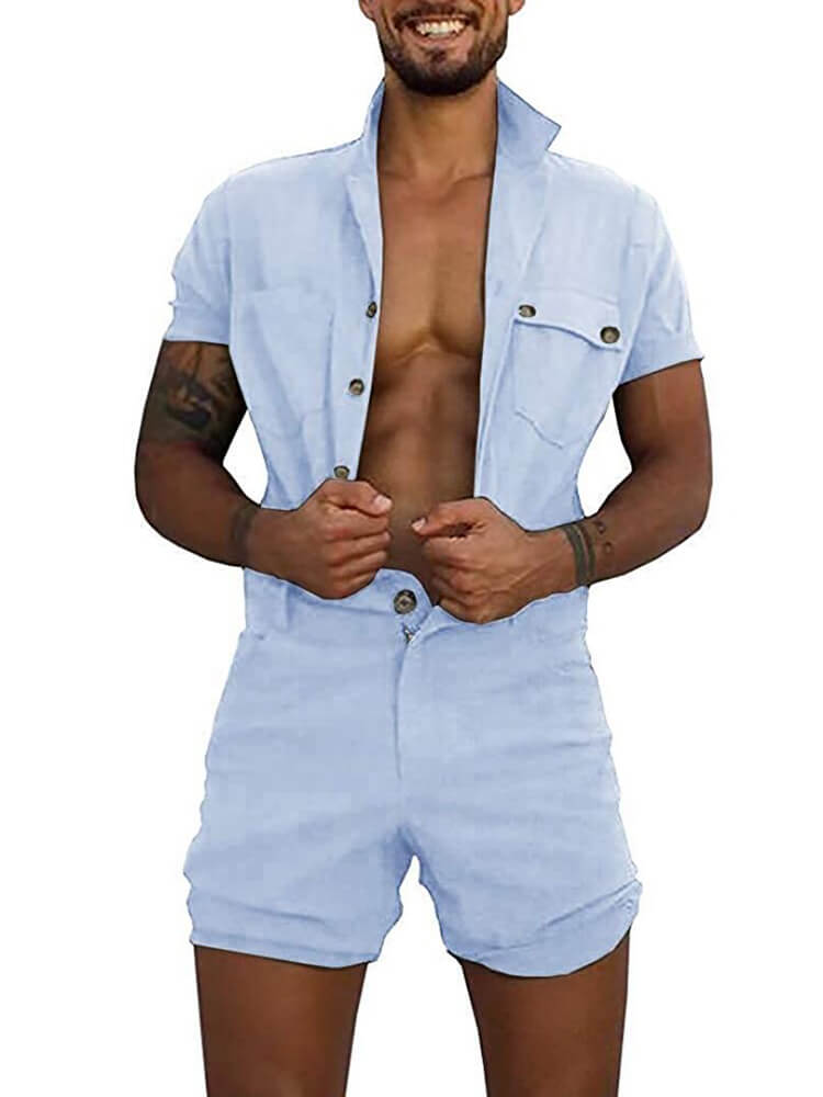 Mens Fashion Button Down Rompers