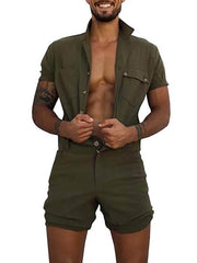 Mens Fashion Button Down Rompers