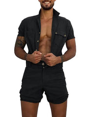 Mens Fashion Button Down Rompers