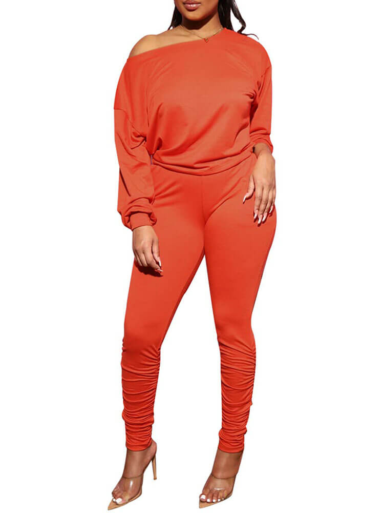 Two Piece Long Sleeve Bodycon Tops Legging Pants Set