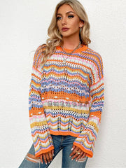 Multicolor Striped Patchwork Pullover Sweater