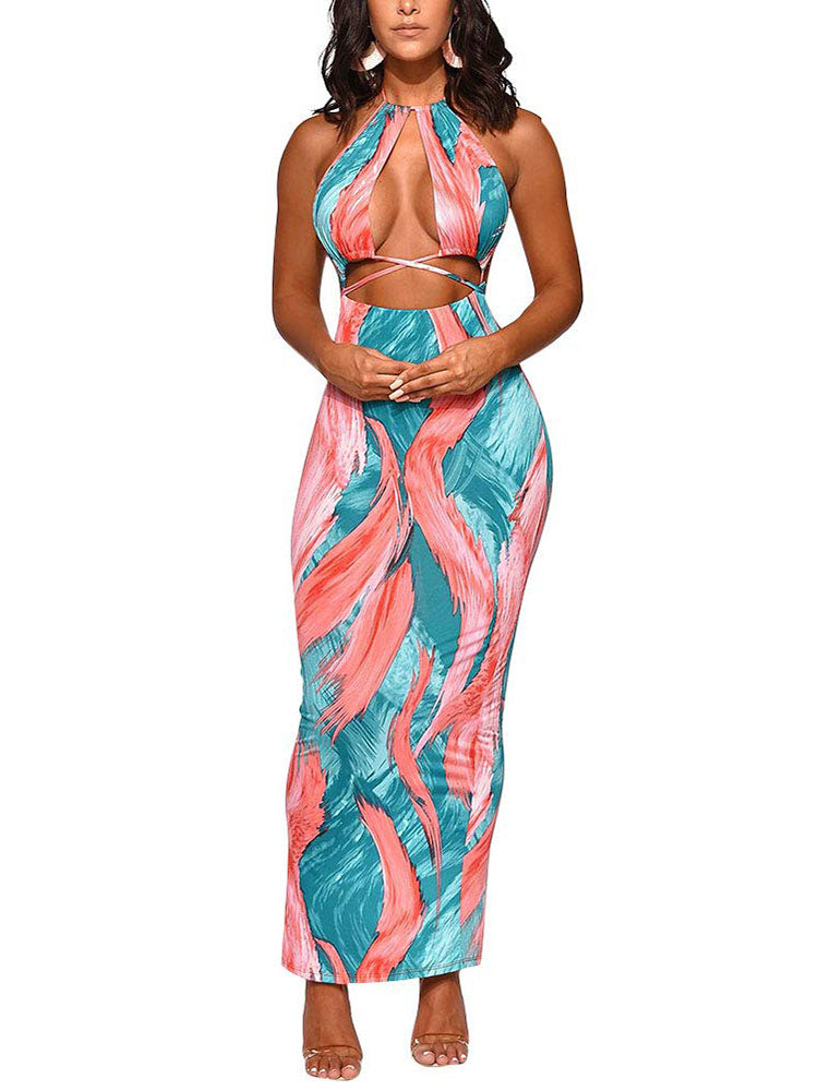 Two Piece Halter Top & Maxi Dress Outfits