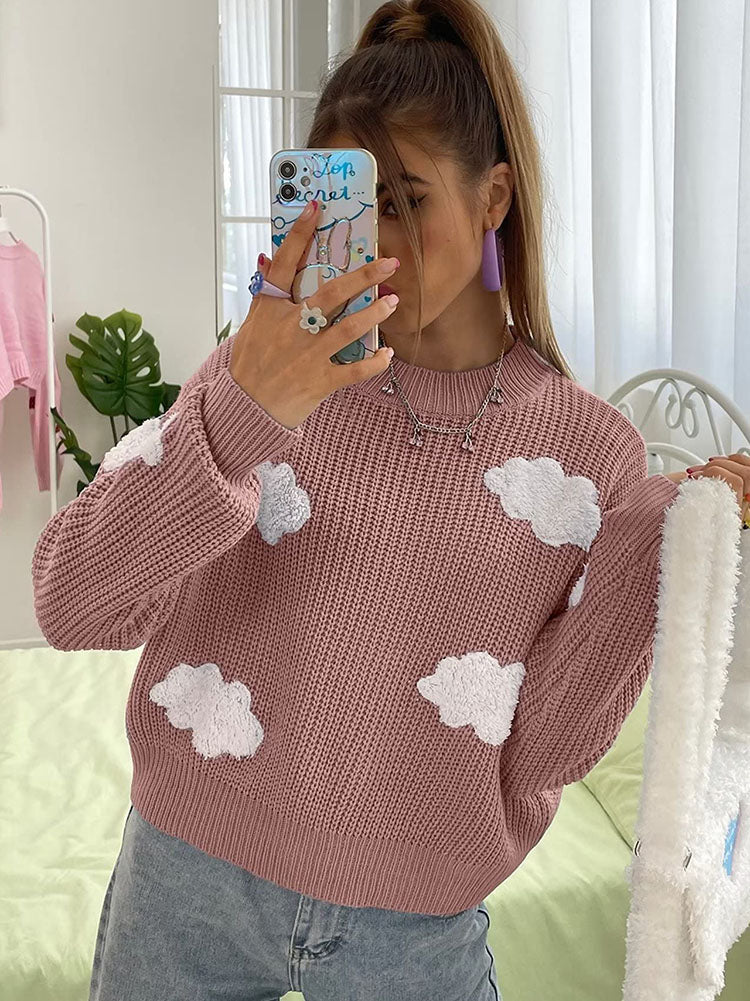 Long Sleeves Clouds Knitted Sweaters