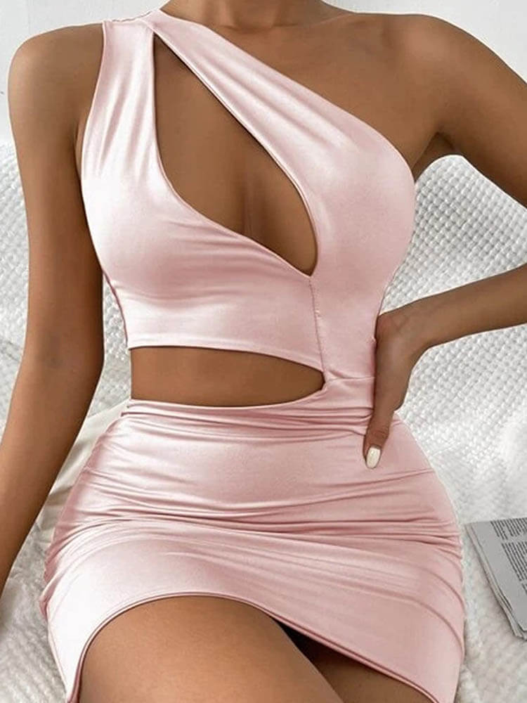 One Shoulder Cutout Bodycon Mini Dress