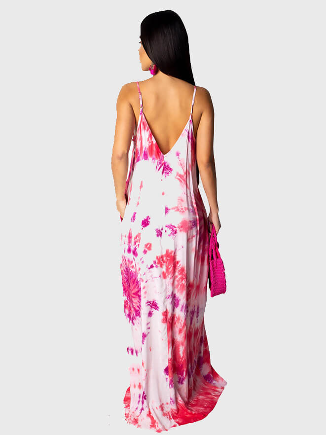 Spaghetti Strap V Neck Boho Maxi Dresses